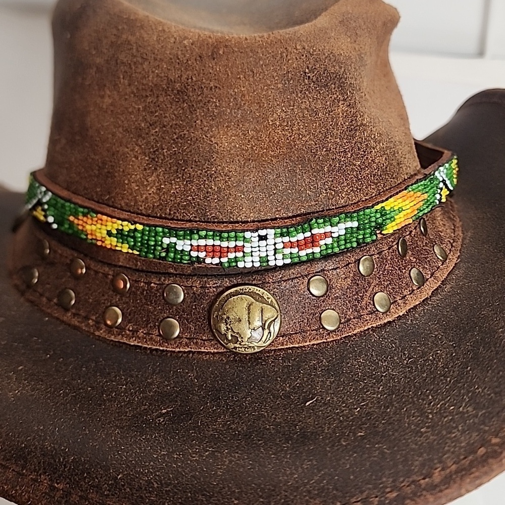 Colorful Vintage Native American Handcrafted Beaded Belt/Hat Band Size 26 - Picture 9 of 11